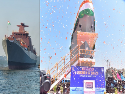 Indian Navy's self-reliance strengthened with launch of frigate 'Tavasya' | Indian Navy's self-reliance strengthened with launch of frigate 'Tavasya' Indian Navy's self-reliance strengthened with launch of frigate 'Tavasya' | Indian Navy's self-reliance strengthened with launch of frigate 'Tavasya'