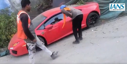 Speeding Lamborghini driver arrested after hitting two pedestrians on Noida footpath | Speeding Lamborghini driver arrested after hitting two pedestrians on Noida footpath Speeding Lamborghini driver arrested after hitting two pedestrians on Noida footpath | Speeding Lamborghini driver arrested after hitting two pedestrians on Noida footpath