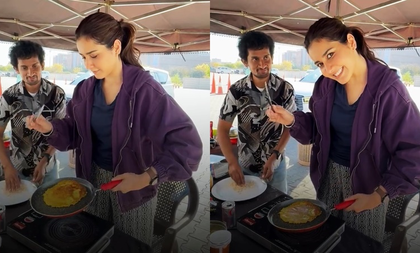 Raashii Khanna dons a chef's hat as she cooks Dal Chilla on set | Raashii Khanna dons a chef's hat as she cooks Dal Chilla on set Raashii Khanna dons a chef's hat as she cooks Dal Chilla on set | Raashii Khanna dons a chef's hat as she cooks Dal Chilla on set