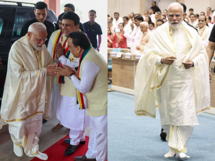 At Navkar Mahamantra event, PM Modi’s special gesture in the spotlight | At Navkar Mahamantra event, PM Modi’s special gesture in the spotlight At Navkar Mahamantra event, PM Modi’s special gesture in the spotlight | At Navkar Mahamantra event, PM Modi’s special gesture in the spotlight