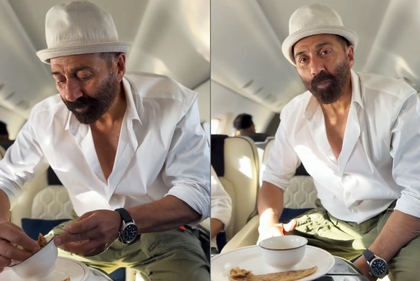 Sunny Deol relishes desi meal of paranthe, dahi, and lassi during flight | Sunny Deol relishes desi meal of paranthe, dahi, and lassi during flight Sunny Deol relishes desi meal of paranthe, dahi, and lassi during flight | Sunny Deol relishes desi meal of paranthe, dahi, and lassi during flight