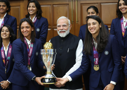 Honoured to bring to you the trophy; you motivated us a lot: Harmanpreet, Mandhana to PM Modi | Honoured to bring to you the trophy; you motivated us a lot: Harmanpreet, Mandhana to PM Modi Honoured to bring to you the trophy; you motivated us a lot: Harmanpreet, Mandhana to PM Modi | Honoured to bring to you the trophy; you motivated us a lot: Harmanpreet, Mandhana to PM Modi