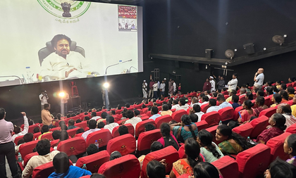 Deputy CM Pawan Kalyan uses silver screen to interact with people | Deputy CM Pawan Kalyan uses silver screen to interact with people Deputy CM Pawan Kalyan uses silver screen to interact with people | Deputy CM Pawan Kalyan uses silver screen to interact with people