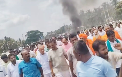 Farmers, BJP protest against Karnataka govt over Hemavathi Link Canal project | Farmers, BJP protest against Karnataka govt over Hemavathi Link Canal project Farmers, BJP protest against Karnataka govt over Hemavathi Link Canal project | Farmers, BJP protest against Karnataka govt over Hemavathi Link Canal project
