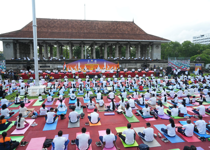 Sri Lankan ministers, cricketers join yoga enthusiasts for IDY celebrations | Sri Lankan ministers, cricketers join yoga enthusiasts for IDY celebrations Sri Lankan ministers, cricketers join yoga enthusiasts for IDY celebrations | Sri Lankan ministers, cricketers join yoga enthusiasts for IDY celebrations