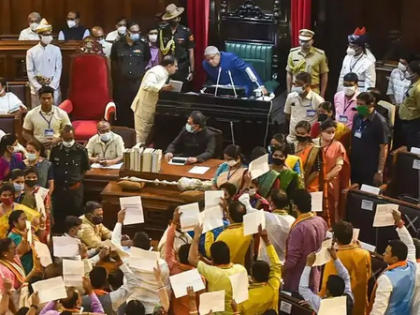 Four BJP legislators suspended for entire Monsoon session amid chaos in Bengal Assembly | Four BJP legislators suspended for entire Monsoon session amid chaos in Bengal Assembly Four BJP legislators suspended for entire Monsoon session amid chaos in Bengal Assembly | Four BJP legislators suspended for entire Monsoon session amid chaos in Bengal Assembly