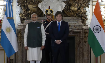 PM Modi accorded warm welcome by Argentina's President Milei at historic Casa Rosada | PM Modi accorded warm welcome by Argentina's President Milei at historic Casa Rosada PM Modi accorded warm welcome by Argentina's President Milei at historic Casa Rosada | PM Modi accorded warm welcome by Argentina's President Milei at historic Casa Rosada