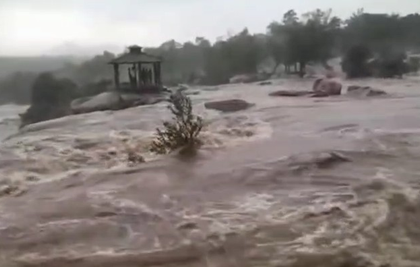 Five tourists trapped in rising water levels at Chhattisgarh waterfall | Five tourists trapped in rising water levels at Chhattisgarh waterfall Five tourists trapped in rising water levels at Chhattisgarh waterfall | Five tourists trapped in rising water levels at Chhattisgarh waterfall