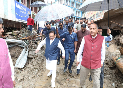 Braving rains, BJP chief Nadda visits disaster-affected areas in Himachal | Braving rains, BJP chief Nadda visits disaster-affected areas in Himachal Braving rains, BJP chief Nadda visits disaster-affected areas in Himachal | Braving rains, BJP chief Nadda visits disaster-affected areas in Himachal