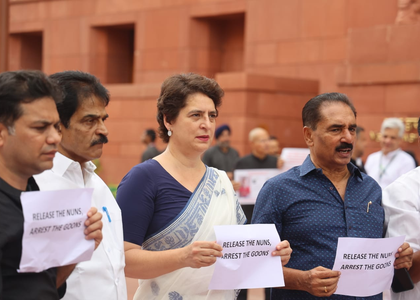 Priyanka Gandhi protests arrest of Kerala nuns, slams Centre for delaying Wayanad disaster fund | Priyanka Gandhi protests arrest of Kerala nuns, slams Centre for delaying Wayanad disaster fund Priyanka Gandhi protests arrest of Kerala nuns, slams Centre for delaying Wayanad disaster fund | Priyanka Gandhi protests arrest of Kerala nuns, slams Centre for delaying Wayanad disaster fund