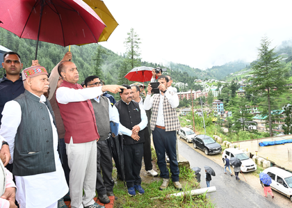Himachal Guv Shukla visits disaster-hit areas in Mandi; meets affected families | Himachal Guv Shukla visits disaster-hit areas in Mandi; meets affected families