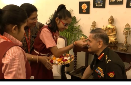 Schoolgirls tie 'rakhi' to Army Chief; military reaffirms its pledge to protect country | Schoolgirls tie 'rakhi' to Army Chief; military reaffirms its pledge to protect country Schoolgirls tie 'rakhi' to Army Chief; military reaffirms its pledge to protect country | Schoolgirls tie 'rakhi' to Army Chief; military reaffirms its pledge to protect country