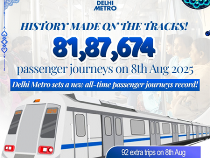 Delhi Metro records highest-ever daily ridership on Aug 8 | Delhi Metro records highest-ever daily ridership on Aug 8 Delhi Metro records highest-ever daily ridership on Aug 8 | Delhi Metro records highest-ever daily ridership on Aug 8