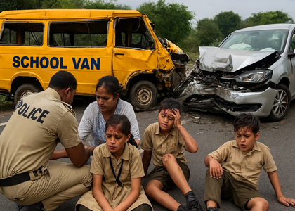 Rajasthan: 11 school children injured in Kota road accident | Rajasthan: 11 school children injured in Kota road accident