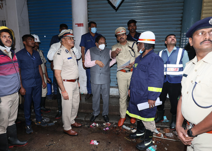 K’taka: Five bodies recovered in Bengaluru fire accident; Parameshwara visits site | K’taka: Five bodies recovered in Bengaluru fire accident; Parameshwara visits site