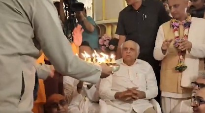 Gujarat CM offers prayers on Janmashtami at ISKCON temple in Ahmedabad | Gujarat CM offers prayers on Janmashtami at ISKCON temple in Ahmedabad