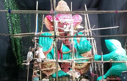 26-foot tall apple Ganesh idol to mark golden jubilee of Natraj Club in Sambalpur | 26-foot tall apple Ganesh idol to mark golden jubilee of Natraj Club in Sambalpur