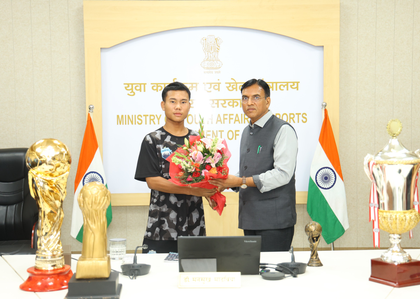 Dr. Mansukh Mandaviya felicitates young footballers after historic European treble | Dr. Mansukh Mandaviya felicitates young footballers after historic European treble Dr. Mansukh Mandaviya felicitates young footballers after historic European treble | Dr. Mansukh Mandaviya felicitates young footballers after historic European treble
