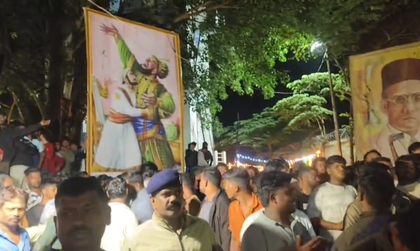 Cutout of Shivaji killing Afzal Khan removed in Karnataka over law and order concern | Cutout of Shivaji killing Afzal Khan removed in Karnataka over law and order concern Cutout of Shivaji killing Afzal Khan removed in Karnataka over law and order concern | Cutout of Shivaji killing Afzal Khan removed in Karnataka over law and order concern