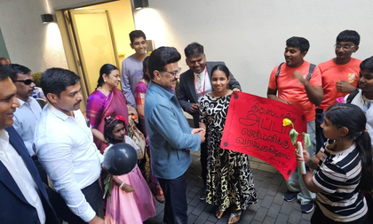 CM Stalin receives rousing welcome in Germany from Tamil diaspora as he commences Europe tour | CM Stalin receives rousing welcome in Germany from Tamil diaspora as he commences Europe tour CM Stalin receives rousing welcome in Germany from Tamil diaspora as he commences Europe tour | CM Stalin receives rousing welcome in Germany from Tamil diaspora as he commences Europe tour