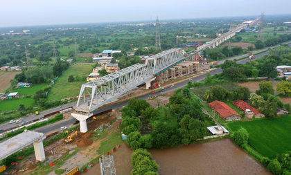 Gujarat: Ninth steel bridge completed for Mumbai-Ahmedabad bullet train project | Gujarat: Ninth steel bridge completed for Mumbai-Ahmedabad bullet train project Gujarat: Ninth steel bridge completed for Mumbai-Ahmedabad bullet train project | Gujarat: Ninth steel bridge completed for Mumbai-Ahmedabad bullet train project