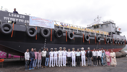 Rear Admiral Vishal Bishnoi leads launch ceremony of Navy’s new torpedo barge | Rear Admiral Vishal Bishnoi leads launch ceremony of Navy’s new torpedo barge