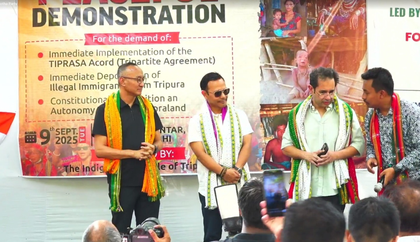 BJP ally TMP stages protest in Delhi seeking tripartite accord execution, push back of migrants | BJP ally TMP stages protest in Delhi seeking tripartite accord execution, push back of migrants