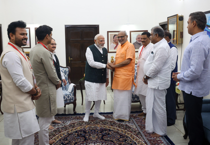 PM Modi meets CP Radhakrishnan after Vice Presidential victory | PM Modi meets CP Radhakrishnan after Vice Presidential victory
