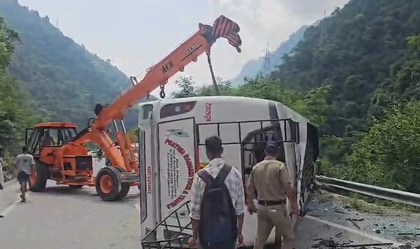 Two killed as bus overturns in Uttarakhand | Two killed as bus overturns in Uttarakhand Two killed as bus overturns in Uttarakhand | Two killed as bus overturns in Uttarakhand