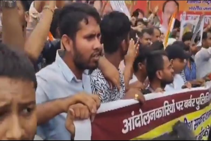 BJP President Nadda's event shifted as contractual workers protest outside BJP office in Patna | BJP President Nadda's event shifted as contractual workers protest outside BJP office in Patna