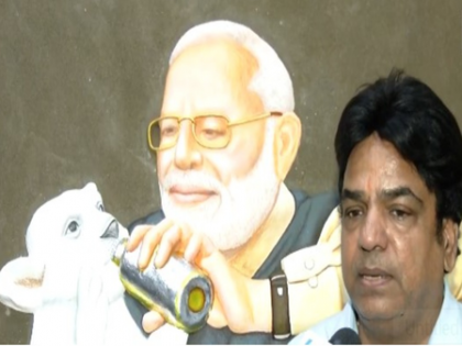 Rajasthan artist Mahesh Vaishnav's cow-dung painting honours PM Modi on his 75th birthday | Rajasthan artist Mahesh Vaishnav's cow-dung painting honours PM Modi on his 75th birthday