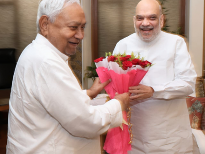 CM Nitish Kumar and Amit Shah hold closed-door meet in Patna | CM Nitish Kumar and Amit Shah hold closed-door meet in Patna
