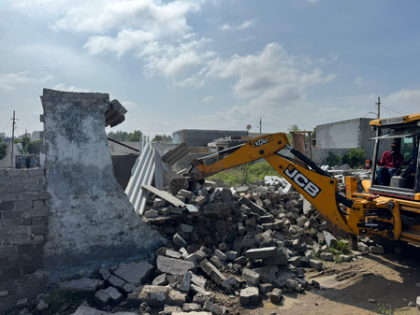 HYDRAA undertakes demolition on encroached government land in Hyderabad | HYDRAA undertakes demolition on encroached government land in Hyderabad