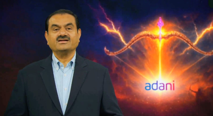 Gautam Adani's triumphant address with a Gandiva backdrop raises eyebrows — what's the hidden message? | Gautam Adani's triumphant address with a Gandiva backdrop raises eyebrows — what's the hidden message?