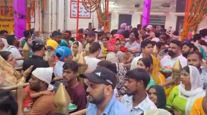 Himachal Pradesh: Devotees throng Naina Devi temple on second day of Navratri festivities | Himachal Pradesh: Devotees throng Naina Devi temple on second day of Navratri festivities