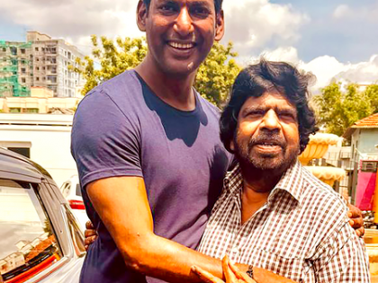 Veteran director actor T Rajendar visits Vishal's 'Magudam' set, greets unit | Veteran director actor T Rajendar visits Vishal's 'Magudam' set, greets unit