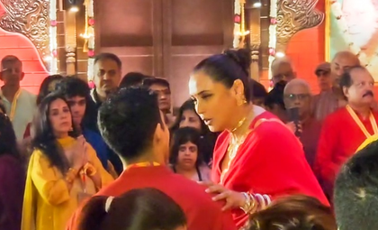 Rani Mukerji and Ayan Mukerji share a heartwarming moment at Durga Puja celebrations | Rani Mukerji and Ayan Mukerji share a heartwarming moment at Durga Puja celebrations