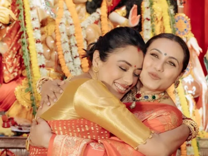 Rupali Ganguly & Rani Mukerji tight hug at Durga Puja is endearing | Rupali Ganguly & Rani Mukerji tight hug at Durga Puja is endearing