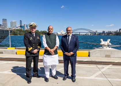 Rajnath Singh visits strategic Australian naval facility HMAS Kuttabul | Rajnath Singh visits strategic Australian naval facility HMAS Kuttabul Rajnath Singh visits strategic Australian naval facility HMAS Kuttabul | Rajnath Singh visits strategic Australian naval facility HMAS Kuttabul