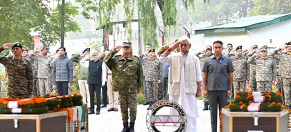 ‘Salute sacrifices of our bravehearts’: J&K L-G pays homage to two soldiers | ‘Salute sacrifices of our bravehearts’: J&K L-G pays homage to two soldiers ‘Salute sacrifices of our bravehearts’: J&K L-G pays homage to two soldiers | ‘Salute sacrifices of our bravehearts’: J&K L-G pays homage to two soldiers