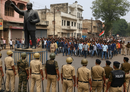 Gwalior gripped by Ambedkar statue row; schools shut, section 163 imposed amid tensions | Gwalior gripped by Ambedkar statue row; schools shut, section 163 imposed amid tensions Gwalior gripped by Ambedkar statue row; schools shut, section 163 imposed amid tensions | Gwalior gripped by Ambedkar statue row; schools shut, section 163 imposed amid tensions