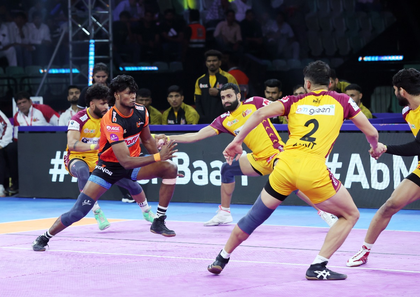 PKL 12: U Mumba clinch clinical 33–26 victory over Telugu Titans; confirm Dabang Delhi’s top-two berth | PKL 12: U Mumba clinch clinical 33–26 victory over Telugu Titans; confirm Dabang Delhi’s top-two berth PKL 12: U Mumba clinch clinical 33–26 victory over Telugu Titans; confirm Dabang Delhi’s top-two berth | PKL 12: U Mumba clinch clinical 33–26 victory over Telugu Titans; confirm Dabang Delhi’s top-two berth
