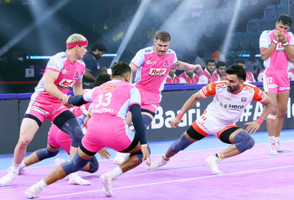 PKL 12: Nitin Kumar, Ali Samadi star as Jaipur Pink Panthers outclass UP Yoddhas | PKL 12: Nitin Kumar, Ali Samadi star as Jaipur Pink Panthers outclass UP Yoddhas PKL 12: Nitin Kumar, Ali Samadi star as Jaipur Pink Panthers outclass UP Yoddhas | PKL 12: Nitin Kumar, Ali Samadi star as Jaipur Pink Panthers outclass UP Yoddhas