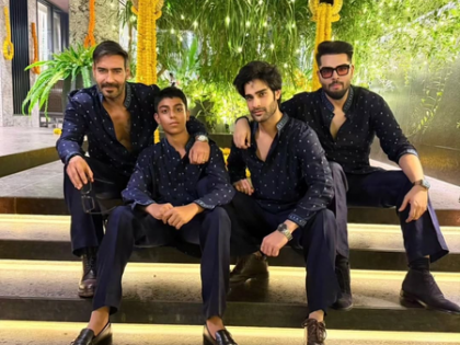 Ajay Devgn twins with son Yug & nephew Aaman during Diwali celebration in matching kurtas | Ajay Devgn twins with son Yug & nephew Aaman during Diwali celebration in matching kurtas