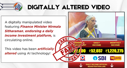 PIB Fact Check flags AI-manipulated video of Finance Minister promoting fake investment scheme | PIB Fact Check flags AI-manipulated video of Finance Minister promoting fake investment scheme