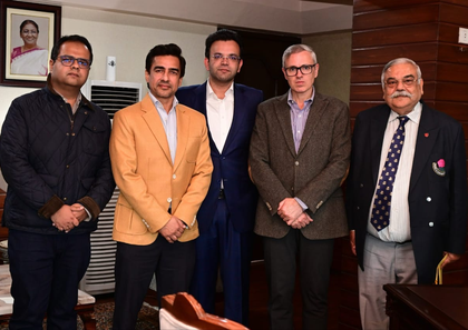 Rohan Jaitley, Mithun Manhas meet J&K CM Omar Abdullah to boost cricket infrastructure | Rohan Jaitley, Mithun Manhas meet J&K CM Omar Abdullah to boost cricket infrastructure Rohan Jaitley, Mithun Manhas meet J&K CM Omar Abdullah to boost cricket infrastructure | Rohan Jaitley, Mithun Manhas meet J&K CM Omar Abdullah to boost cricket infrastructure