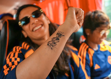 Mandhana joins Kaur, gets World Cup trophy inked on forearm | Mandhana joins Kaur, gets World Cup trophy inked on forearm Mandhana joins Kaur, gets World Cup trophy inked on forearm | Mandhana joins Kaur, gets World Cup trophy inked on forearm