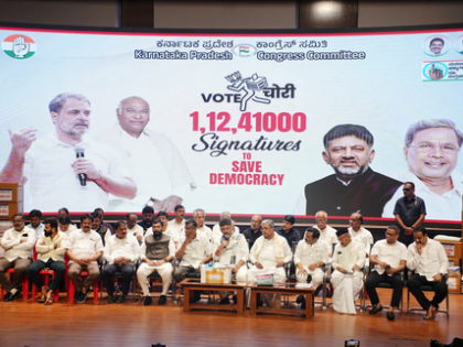 Karnataka Congress collects 1.12 crore signatures across state against ‘voter fraud’ | Karnataka Congress collects 1.12 crore signatures across state against ‘voter fraud’ Karnataka Congress collects 1.12 crore signatures across state against ‘voter fraud’ | Karnataka Congress collects 1.12 crore signatures across state against ‘voter fraud’