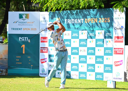 Trident Open 2025: Local lad Akshay Sharma joins Manu Gandas in the clubhouse lead on Day Two | Trident Open 2025: Local lad Akshay Sharma joins Manu Gandas in the clubhouse lead on Day Two