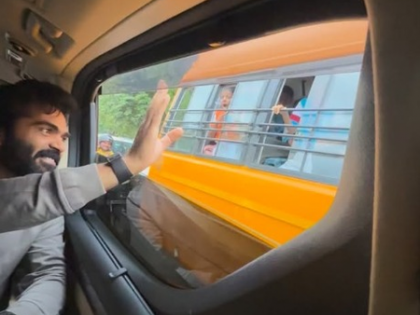Silambarasan TR adorably greets children on their way to school | Silambarasan TR adorably greets children on their way to school Silambarasan TR adorably greets children on their way to school | Silambarasan TR adorably greets children on their way to school